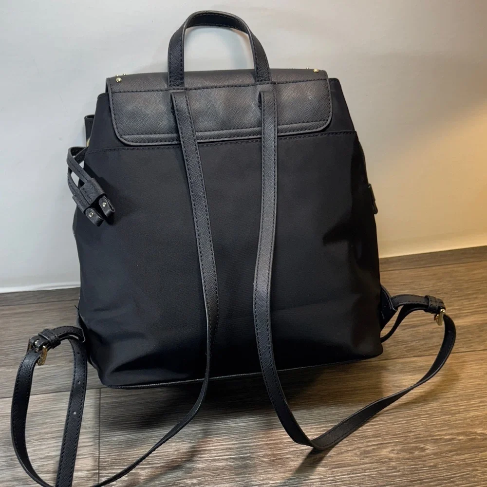 Michael Kors Black Backpack with Gold Details